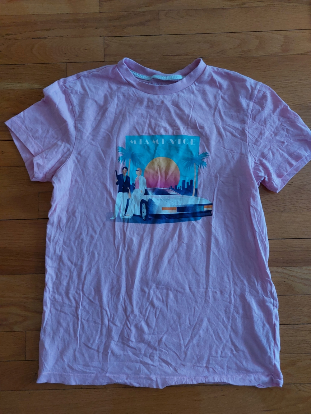 Primark Pink Miami Vice Graphic Tee